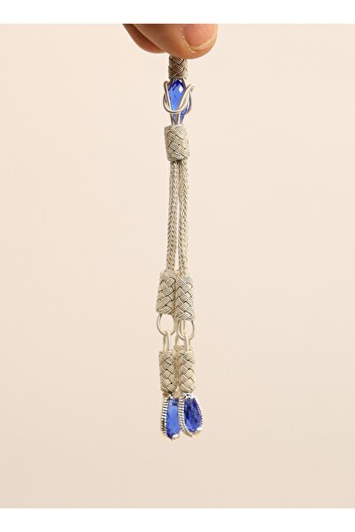 Black Sea Port Özel Tasarım 3 kamçılı Mavi Zirkon Taşlı El Örmesi Kazaz İmame Püskül