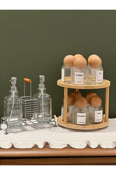 Sade Hediye 10-Piece Spice Rack/Gray Soap Dish with Swivel Stand Ball Cover