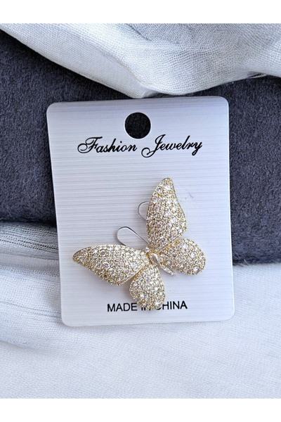 FASHİON JEWELRY Melekcehobi Takı Zirkon Taşlı Kelebek Broş