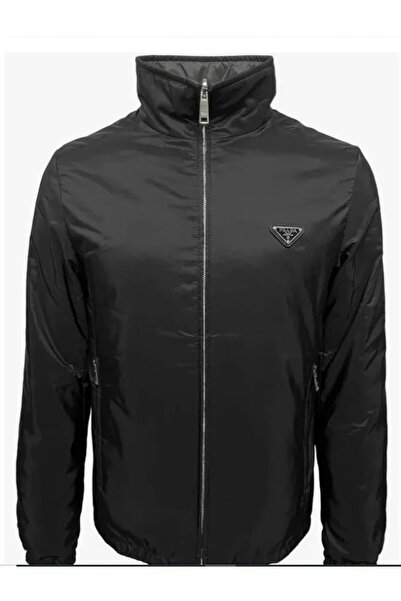 Prada Sport Triangle Logo Double-Sided Zipper Jacket Black/Grey