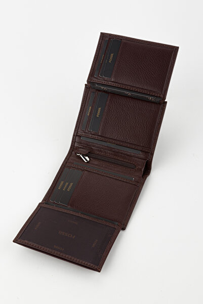 Fossil Boxed Genuine Leather Vertical Stitching Black Hand Portfolio Card Holder Wallet