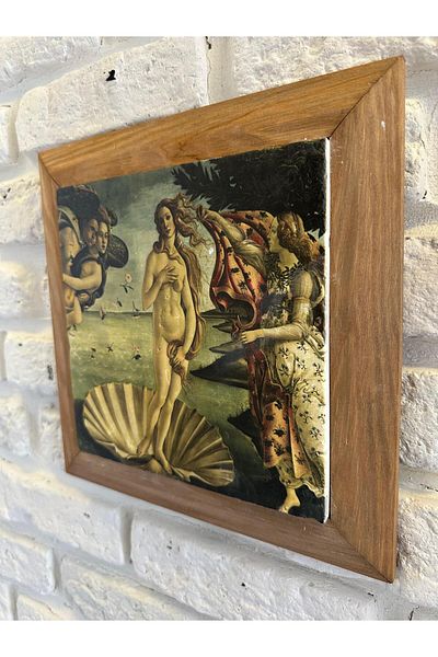 woodhomeworks Панел за картина с масивна рамка от естествен камък и мрамор 26x26 см