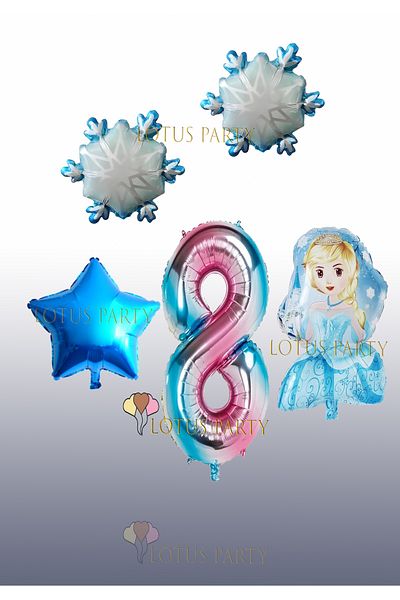 LOTUS PARTY Σετ μπαλόνι με θέμα Snowflake Princess - Crystal Foil Balloon Princess Girl Foil Balloon Age 8