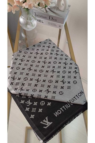 MODA Lv Patterned Silk Cashmere Double Sided Shawl