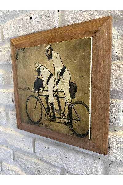 woodhomeworks Панел за картина с масивна рамка от естествен камък и мрамор 26x26 см