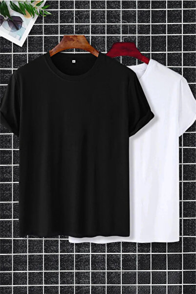 FECCY Tricou basic din bumbac, supradimensionat, pachet de 2