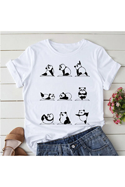 Wish BF Tricou drăguț pentru femei cu imprimeu Panda Yoga