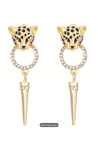 Dgt Luxury Yapay Elmas Detaylı Leopar Temalı Küpe