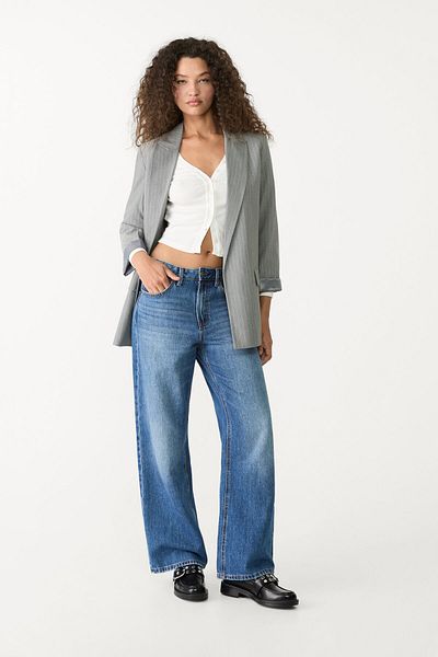 Stradivarius Flowing open striped blazer