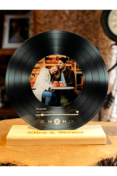 hediyelik Baskılar KİŞİYE ÖZEL FOTOĞRAFLI AHŞAP STANDLI PLAK SİYAH - MAVİ - G...