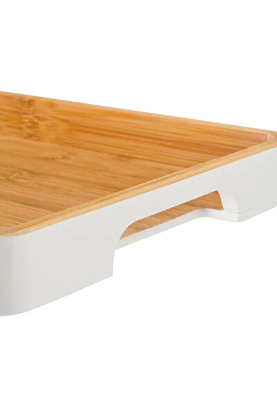 HIC Bamboo Wood Serving Tray White Color 38 CM