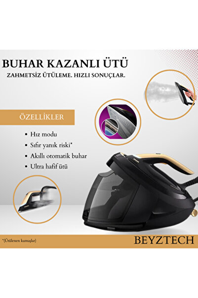 Philips SteamGlide Taban OptimalTEMP Teknolojisi Sıfır Yanma Riski Hareket Sensörü Otomatik Buhar
