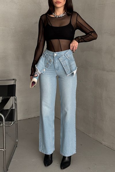 XRAY JEANS Blugi Palazzo B. Blue cu buzunare pentru femei