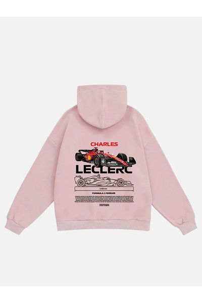 Mad&Calf Unisex φούτερ Charles Leclerc με στάμπα με κουκούλα Fleece Oversize