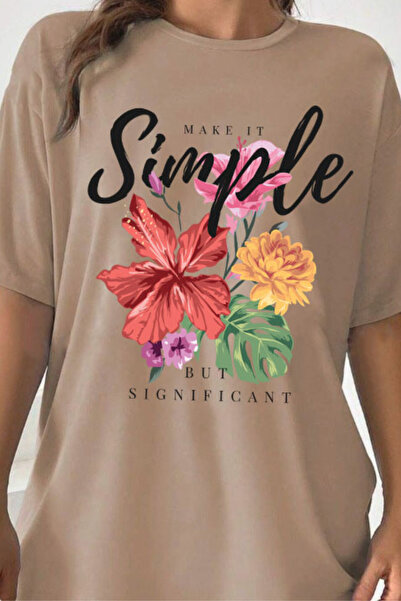 FECCY Tricou oversize din bumbac cu imprimeu Make It Simple