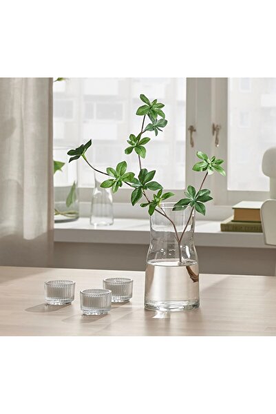 IKEA Cam Karaf Vazo Yükseklik 17 Cm Şeffaf Çiçek Vazosu Masaüstü Dekoratif Vazo