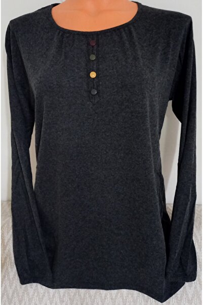 Anne Er Clothing Mother Winter Cotton Combed Cotton Blouse Long-Sleeved Crew Neck Sleeve Smoked with Rubber