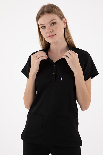 uçak iş giyim Top negru PETRA Premium Lycra Fabric Single Top Doctor Nurse Jersey Top