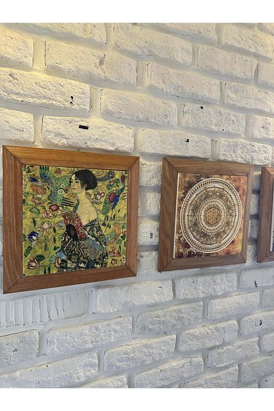 woodhomeworks Комплект от 3 панела за картина с рамка от масивно дърво, 26X26