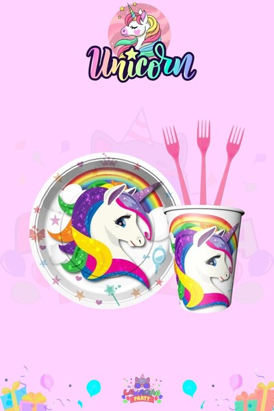 LASAGNA STORE Set de petrecere de aniversare Extra Mini Unicorn pentru 32 de ...