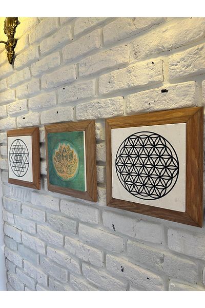 woodhomeworks Комплект от 3 панела за картина с рамка от масивно дърво, 26X26