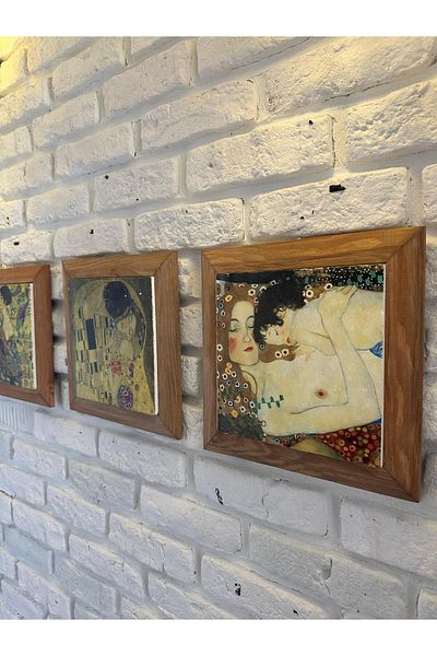 woodhomeworks Комплект от 3 панела за картина с рамка от масивно дърво, 26X26