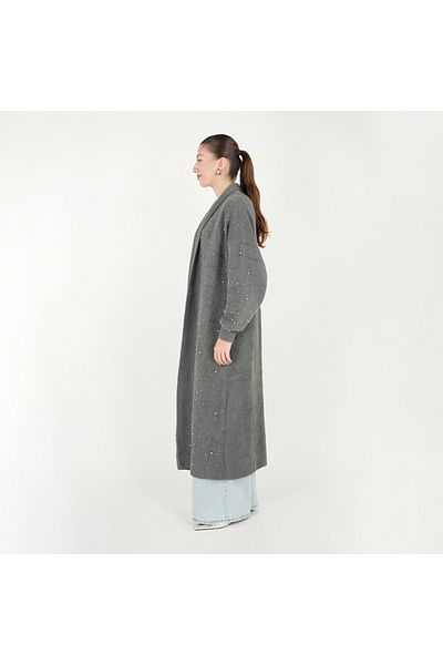 Ranasubaşı Smoked Color Serpme Stone Cardigan