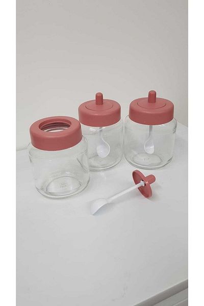 abenim Spice Holder Set with 6 Matte Lids and Spoons - 330 ml - Glass Jar