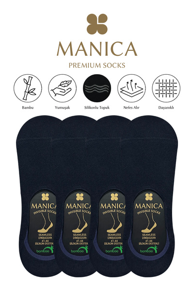 MANICA Men's Bamboo Ballerina Socks - 4 Pairs Navy Blue