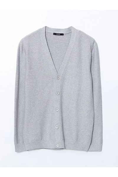 LC Waikiki Xside Black Standard Fit V-Neck Men's Knitwear Cardigan