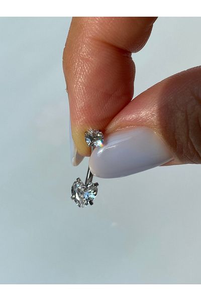 kurukafagift Navel Piercing Steel Zircon Stone Heart Model