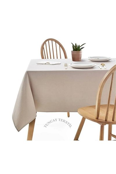 TUNCAY TEKSTİL Simple Linen Tablecloth Modern Plain Unprocessed Cotton Basement Linen Square Rectangular Round Cloth