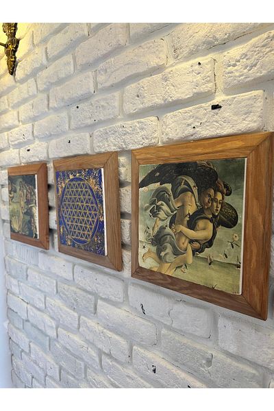 woodhomeworks Комплект от 3 панела за картина с рамка от масивно дърво, 26X26