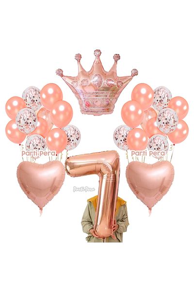 parti pera Balon din folie de inimă din aur roz Balon din folie cu număr Buchet de baloane Set de baloane pentru ziua de naștere Balon din folie de coroană