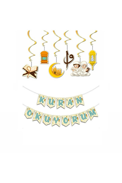 LOTUS PARTY Kur'an Geçiş Kutlama Seti - Kuran Okuyorum Sarkıt Tavan Süsü  - K...