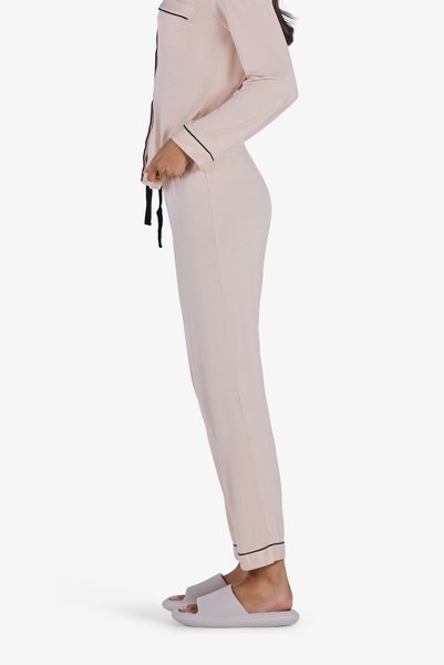 YesEco Women's Nude Nightwear Set | Recycled Fabric, Shirt & Pajama | Soft, Breathable & Stretchable