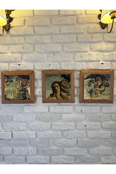 woodhomeworks Σετ 3 Πέτρινα Πίνακα Τραπεζιού με Μασίφ (Ξύλινο) Σετ 26Χ26