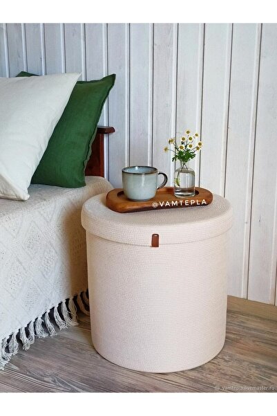 karelim home سلة ألعاب كبيرة الحجم من حبل الجوت مع غطاء متعدد الأغراض، صندوق ...