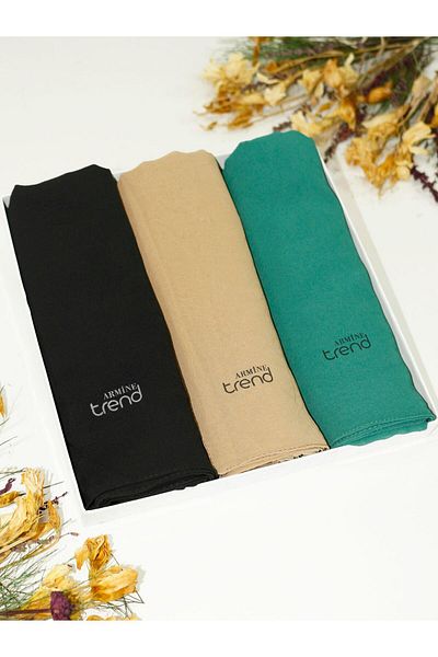 Armine Trend Crinkle Chiffon Shawl - Atskrn - Set of 3 - Mysterious Forest