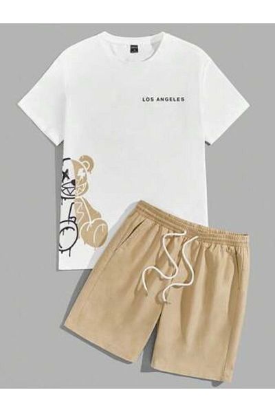 YOHO SPORT Los angels Printed Unisex Summer T-shirt and Shorts Set