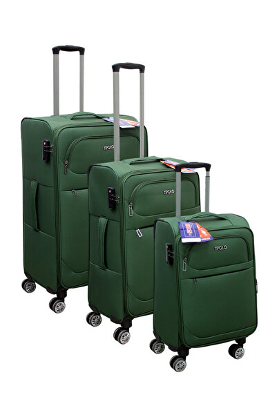 ES POLO TRIP Haki Kabin (KÜÇÜK) Orta Ve Büyük Boy 3'lü Carry-on Lüks Kumaş Va...
