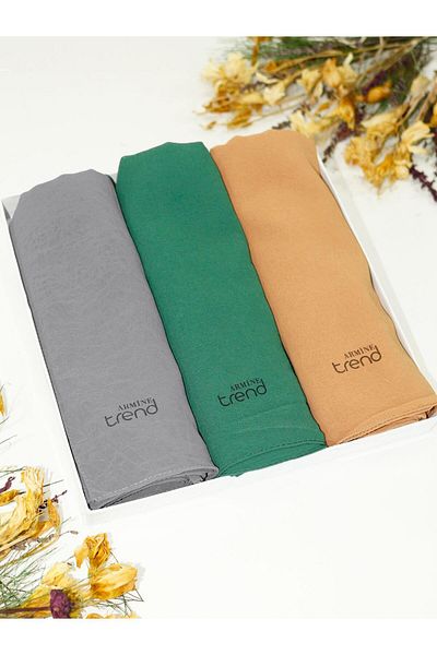 Armine Trend Crinkle Chiffon Shawl - Atskrn - Set of 3 - Colors of Nature