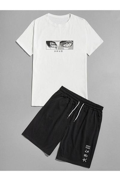 YOHO SPORT unisex Anime naruto printed T-shirt shorts set