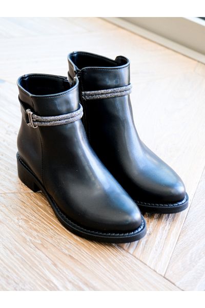 Munshoes Γυναικείες μπότες Carrie Black Skin