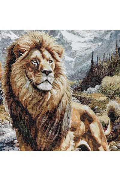 Niva Animal Series 13 - Woven Tapestry Fabric, Lion Design