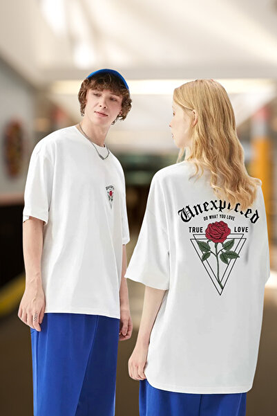 FECCY Tricou oversize din bumbac, unisex, pentru cupluri, cu design neașteptat