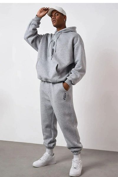 YOHO SPORT Men's Oversize Hooded Black Tracksuit Set - Cotton