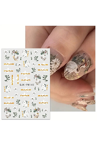 Takıtolia Nailist Floral Çiçekli Seri - Altın Yaldızlı Yapışkan Tırnak Sticke...