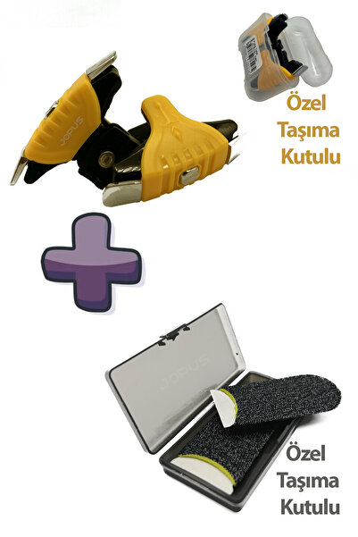 Jopus 1 Çift Pubg Tetik Aparatı Metal Ateş Tuşu Clik Sesi+1 Çift Parmak Anti Ter Yüksek Performans Eldiven