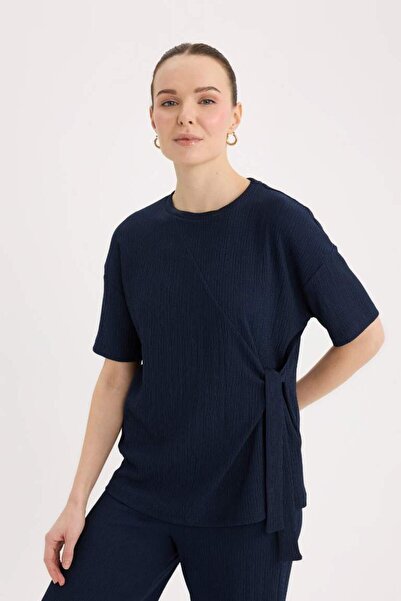 DeFacto Relax Fit Crew Neck Basic Sima Twist rövid ujjú póló D5446AX25SP